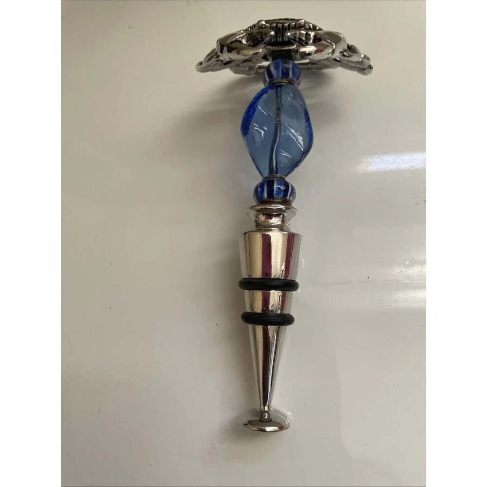 Metal Crab Blue  Art Glass Wine‎ Bottle Stopper Crustacean Zodiac Sign Cancer